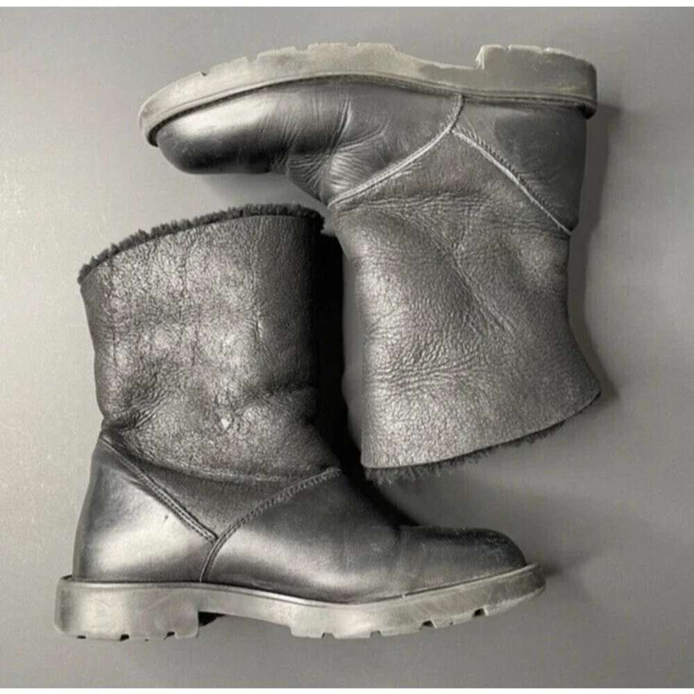 La Canadienne Boots Womens 5.5 Black suede and leather shearling lining Snow